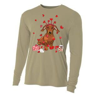 Dog Valentine Gift Cute Dachshund Valentines Day Cooling Performance Long Sleeve Crew