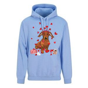 Dog Valentine Gift Cute Dachshund Valentines Day Unisex Surf Hoodie