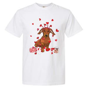 Dog Valentine Gift Cute Dachshund Valentines Day Garment-Dyed Heavyweight T-Shirt