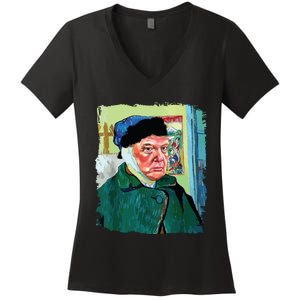 Donald Van Gogh Trump Women's V-Neck T-Shirt