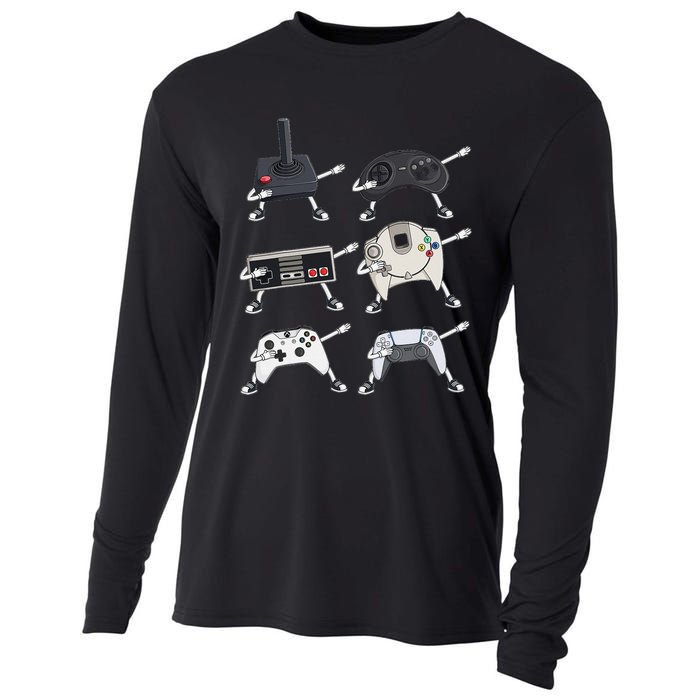 Dabbing Video Game Controllers Funny Gamer Dab Cooling Performance Long Sleeve Crew