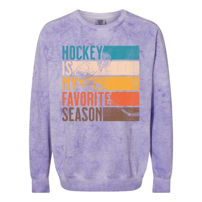 Distressed Vintage Hockey Is My Favorite Season Gift Colorblast Crewneck Sweatshirt