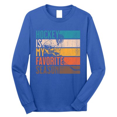 Distressed Vintage Hockey Is My Favorite Season Gift Long Sleeve Shirt