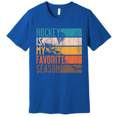 Distressed Vintage Hockey Is My Favorite Season Gift Premium T-Shirt