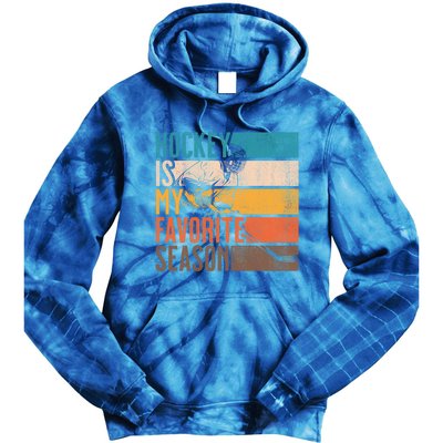 Distressed Vintage Hockey Is My Favorite Season Gift Tie Dye Hoodie