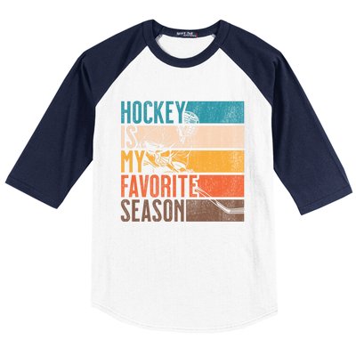 Distressed Vintage Hockey Is My Favorite Season Gift Baseball Sleeve Shirt