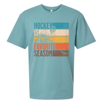 Distressed Vintage Hockey Is My Favorite Season Gift Sueded Cloud Jersey T-Shirt