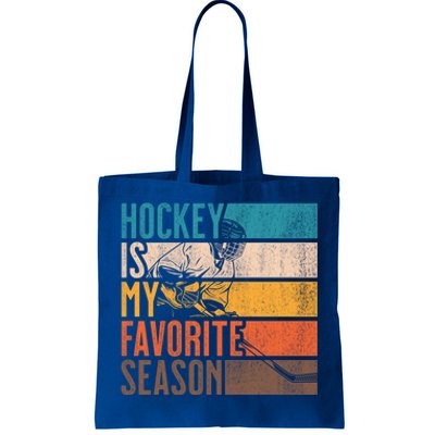 Distressed Vintage Hockey Is My Favorite Season Funny Gift Tote Bag