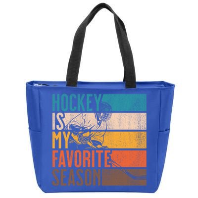 Distressed Vintage Hockey Is My Favorite Season Funny Gift Zip Tote Bag