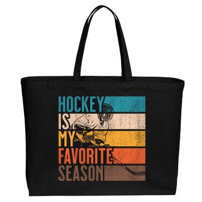 Distressed Vintage Hockey Is My Favorite Season Funny Gift Cotton Canvas Jumbo Tote