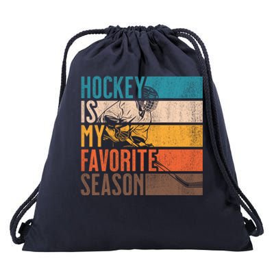 Distressed Vintage Hockey Is My Favorite Season Funny Gift Drawstring Bag