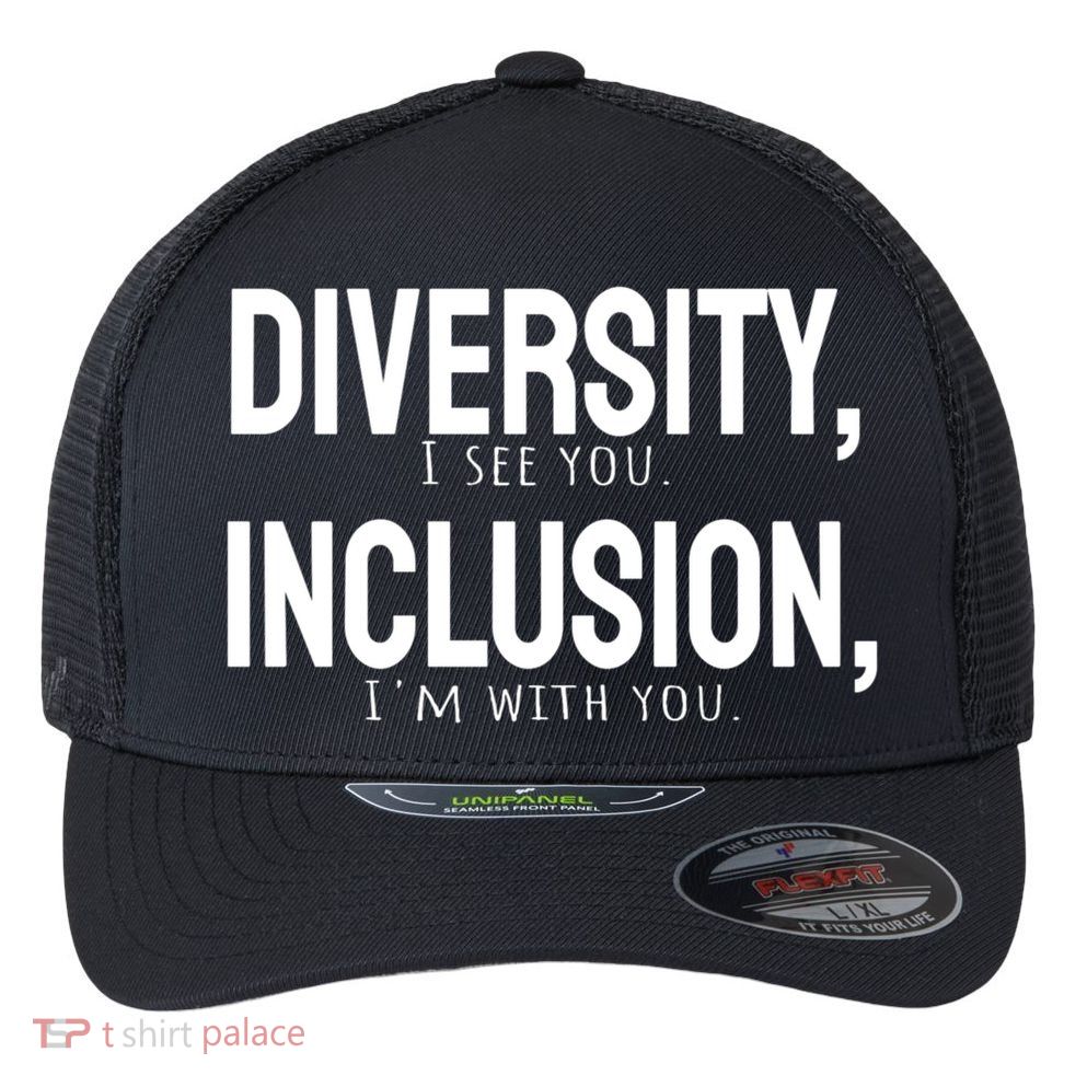 Diversity Vs Inclusion Flexfit Unipanel Trucker Cap