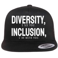 Diversity Vs Inclusion Flat Bill Trucker Hat