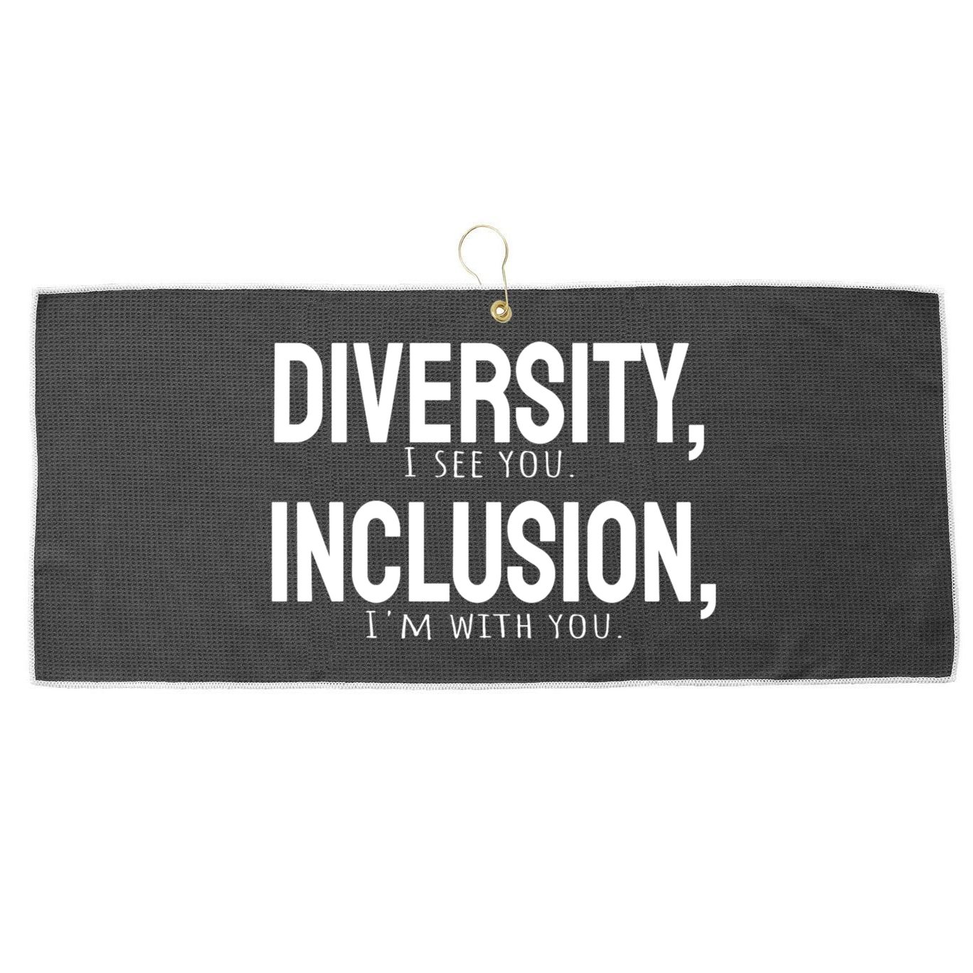 Diversity Vs Inclusion Large Microfiber Waffle Golf Towel