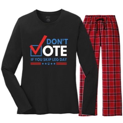 DonT Vote If You Skip Leg Day Women's Long Sleeve Flannel Pajama Set 