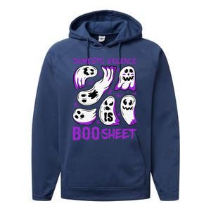 Domestic Violence Is Boo Sheet Ghost Purple Ribbon Halloween Performance Fleece Hoodie