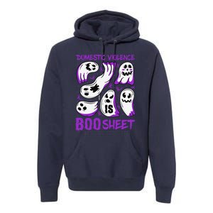 Domestic Violence Is Boo Sheet Ghost Purple Ribbon Halloween Premium Hoodie