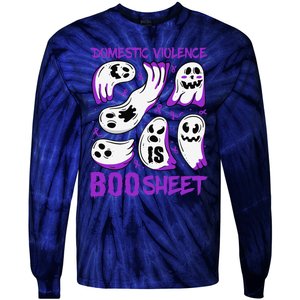 Domestic Violence Is Boo Sheet Ghost Purple Ribbon Halloween Tie-Dye Long Sleeve Shirt