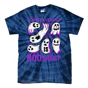 Domestic Violence Is Boo Sheet Ghost Purple Ribbon Halloween Tie-Dye T-Shirt