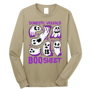 Domestic Violence Is Boo Sheet Ghost Purple Ribbon Halloween Long Sleeve Shirt