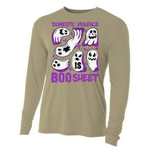 Domestic Violence Is Boo Sheet Ghost Purple Ribbon Halloween Cooling Performance Long Sleeve Crew