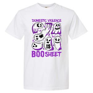 Domestic Violence Is Boo Sheet Ghost Purple Ribbon Halloween Garment-Dyed Heavyweight T-Shirt