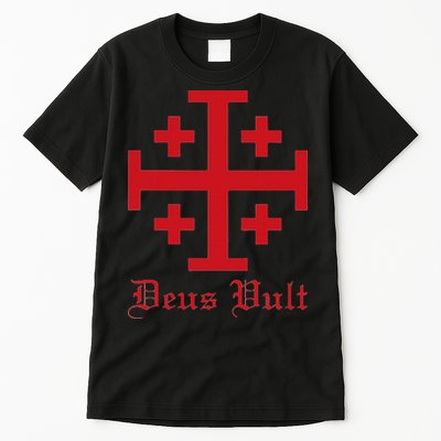 Deus Vult Jerusalem Cross Order Of The Holy Sepulchre Knight Tall T-Shirt
