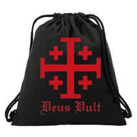 Deus Vult Jerusalem Cross Order Of The Holy Sepulchre Knight Drawstring Bag