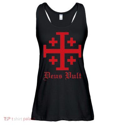 Deus Vult Jerusalem Cross Order Of The Holy Sepulchre Knight Ladies Essential Flowy Tank