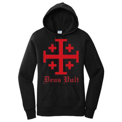 Deus Vult Jerusalem Cross Order Of The Holy Sepulchre Knight Women's Pullover Hoodie
