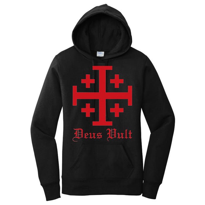 Deus Vult Jerusalem Cross Order Of The Holy Sepulchre Knight Women's Pullover Hoodie