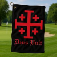 Deus Vult Jerusalem Cross Order Of The Holy Sepulchre Knight Golf Towel