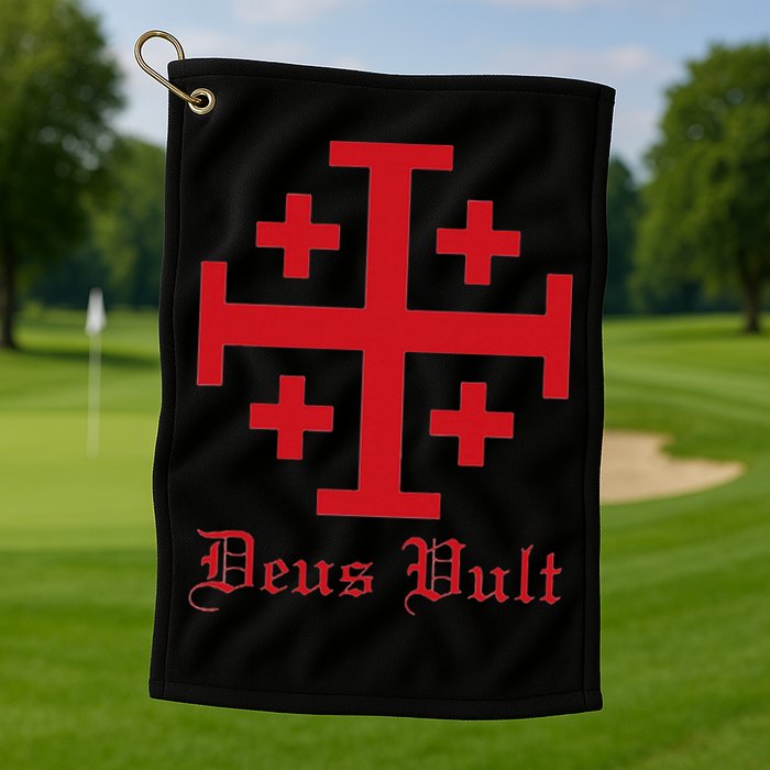 Deus Vult Jerusalem Cross Order Of The Holy Sepulchre Knight Golf Towel