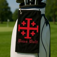 Deus Vult Jerusalem Cross Order Of The Holy Sepulchre Knight Golf Towel