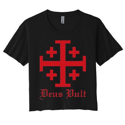 Deus Vult Jerusalem Cross Order Of The Holy Sepulchre Knight Crop Top