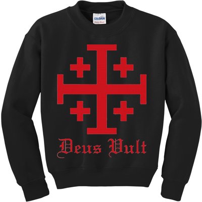Deus Vult Jerusalem Cross Order Of The Holy Sepulchre Knight Kids Sweatshirt