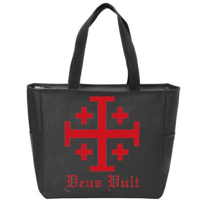 Deus Vult Jerusalem Cross Order Of The Holy Sepulchre Knight Zip Tote Bag
