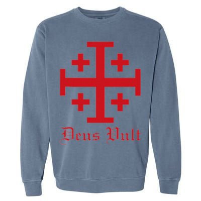 Deus Vult Jerusalem Cross Order Of The Holy Sepulchre Knight Garment-Dyed Sweatshirt