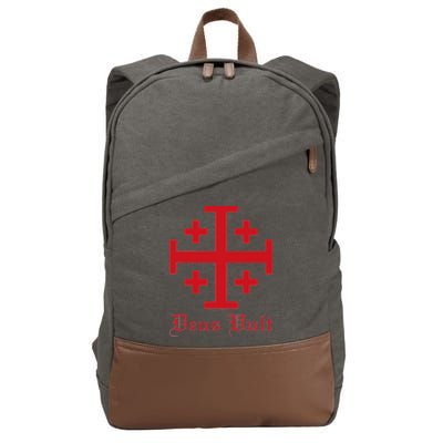 Deus Vult Jerusalem Cross Order Of The Holy Sepulchre Knight Cotton Canvas Backpack