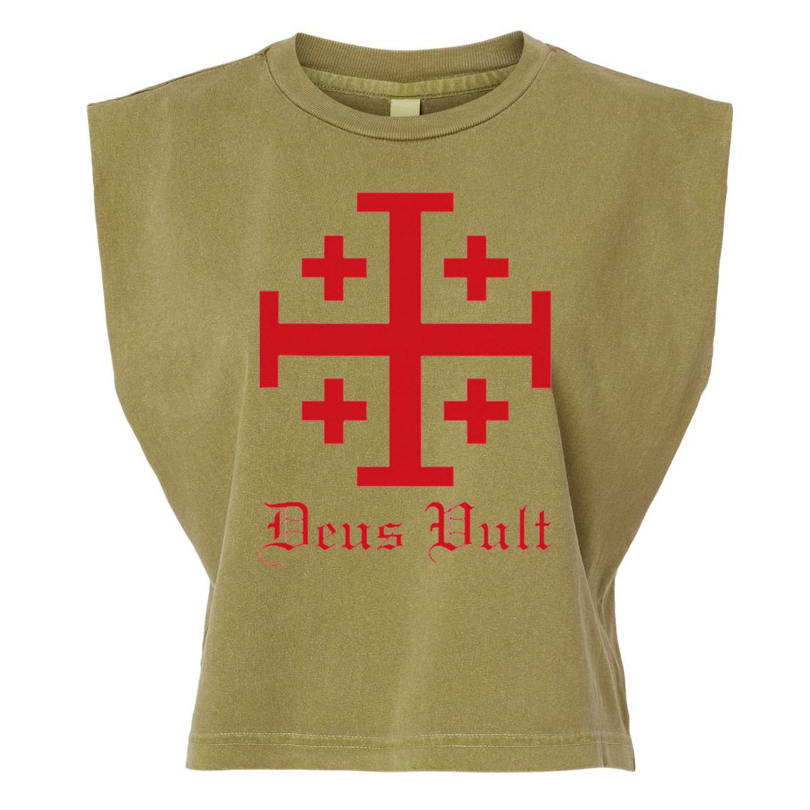 Deus Vult Jerusalem Cross Order Of The Holy Sepulchre Knight Garment-Dyed Women's Muscle Tee