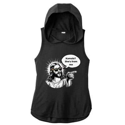 Divine Vote Jesus & Kamala Ladies PosiCharge Tri-Blend Wicking Draft Hoodie Tank