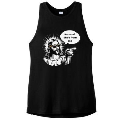 Divine Vote Jesus & Kamala Ladies PosiCharge Tri-Blend Wicking Tank