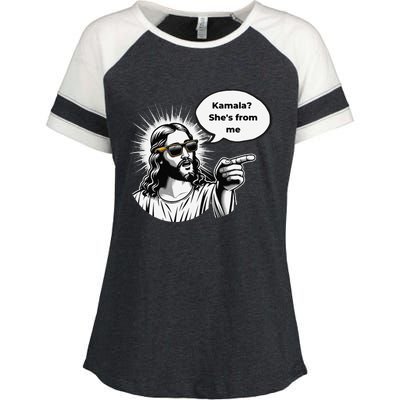 Divine Vote Jesus & Kamala Enza Ladies Jersey Colorblock Tee