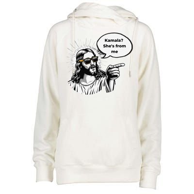 Divine Vote Jesus & Kamala Womens Funnel Neck Pullover Hood