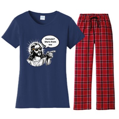 Divine Vote Jesus & Kamala Women's Flannel Pajama Set