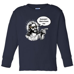 Divine Vote Jesus & Kamala Toddler Long Sleeve Shirt