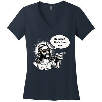 Divine Vote Jesus & Kamala Women's V-Neck T-Shirt