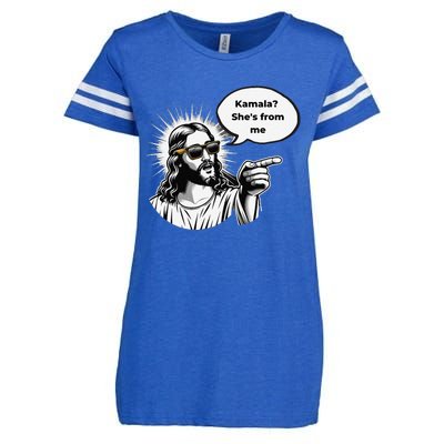 Divine Vote Jesus & Kamala Enza Ladies Jersey Football T-Shirt