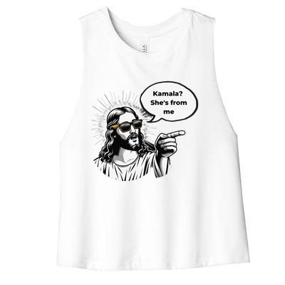 Divine Vote Jesus & Kamala Women's Racerback Cropped Tank