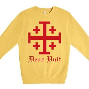 Deus Vult Jerusalem Cross Order Of The Holy Sepulchre Knight Premium Crewneck Sweatshirt